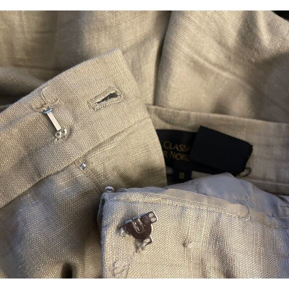 Nordstrom Classiques Women’s Tan Pleated High Waisted Size 10 Linen VTG 80s 90s - Picture 5 of 9